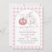 Pink Plaid Preppy Bow Pumpkin Baby shower Kaart (Voorkant)