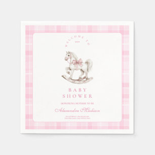 Pink Plaid Rocking Horse Baby shower Servet