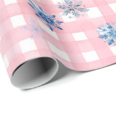 Pink Plaid Snowflake Cadeaupapier (Rol Hoek)