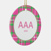 Pink Plaid Sorority Keramisch Ornament (Rechts)