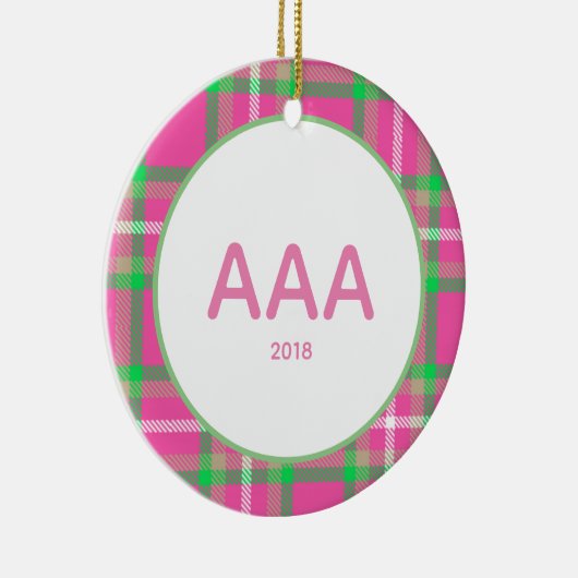 Pink Plaid Sorority Keramisch Ornament (Rechts)