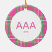 Pink Plaid Sorority Keramisch Ornament (Voorkant)