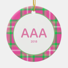 Pink Plaid Sorority Keramisch Ornament