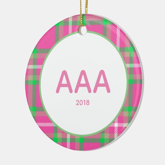 Pink Plaid Sorority Keramisch Ornament (Links)