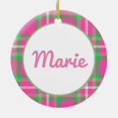 Pink Plaid Sorority Keramisch Ornament (Achterkant)