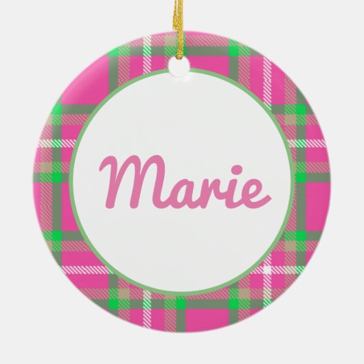 Pink Plaid Sorority Keramisch Ornament (Achterkant)