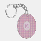 Pink Plaid Stripes Key Chain Capital Initial Sleutelhanger (Voorkant Links)