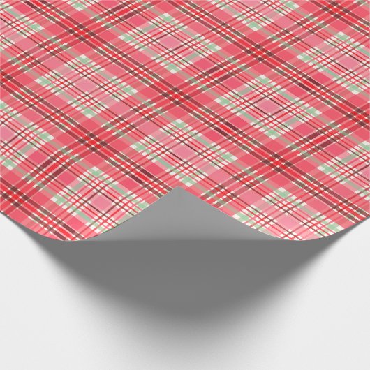 Pink Plaid Tartan Cadeaupapier (Hoek)