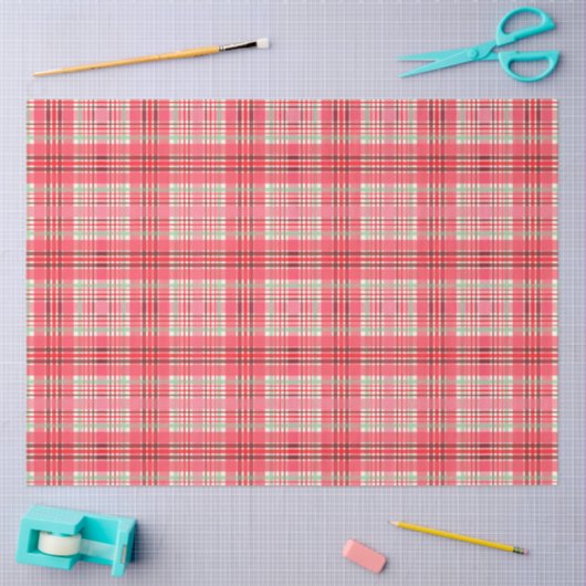 Pink Plaid Tartan Tissuepapier (Craft)