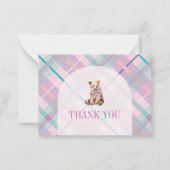 Pink Plaid Teddy Bear Baby shower Bedankt Notitiekaartje (Voorkant)