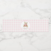 Pink Plaid Teddy Bear Baby shower Label Waterfles Etiket (Enkel label)