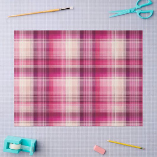Pink plaid tissuepapier (Craft)