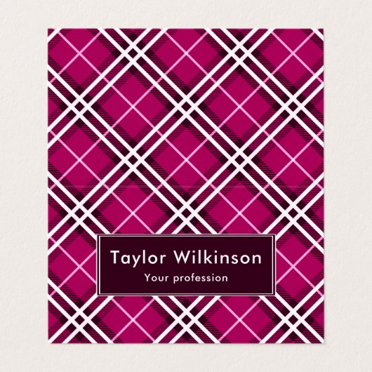 Pink Plaid Visitekaartje (Buitenkant ongevouwen)
