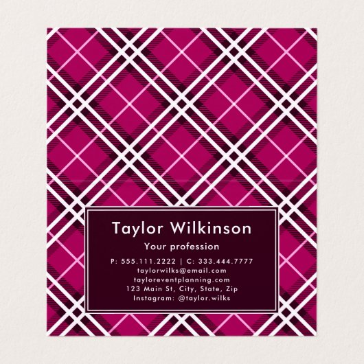 Pink Plaid Visitekaartje (Binnenkant ongevouwen)