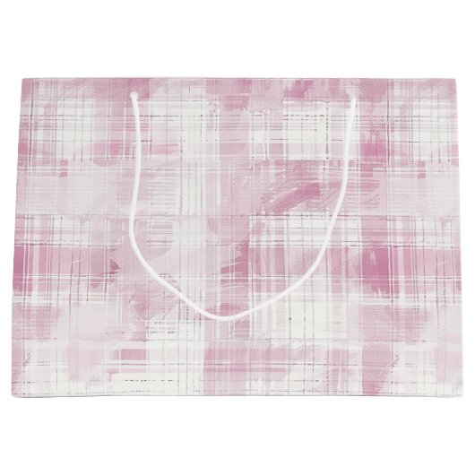 Pink Plaid White Stripes Verjaardag Groot Cadeauzakje (Voorkant)