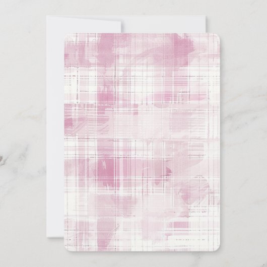 Pink Plaid White Stripes Vrijgezellenfeest Kaart (Achterkant)