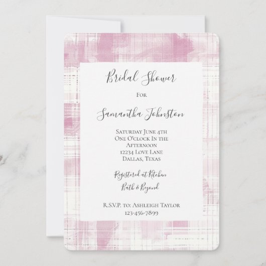 Pink Plaid White Stripes Vrijgezellenfeest Kaart (Voorkant)