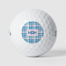 Pink Plaid with Modern Monogram Golfballen