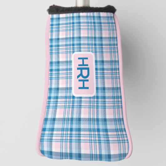 Pink Plaid with Modern Monogram Golfheadcover (Draai 90)