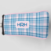 Pink Plaid with Modern Monogram Golfheadcover (Voorkant)