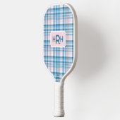 Pink Plaid with Modern Monogram Pickleball Paddle (Links)
