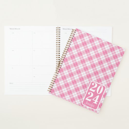 Pink Plaid with the name Planner (Display)