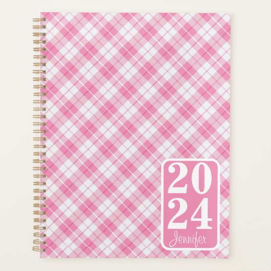 Pink Plaid with the name Planner (Voorkant)