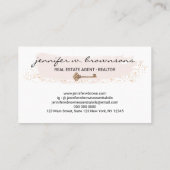 Pink Plain Retro Gold Key Visitekaartje (Achterkant)