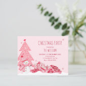Pink playful winter christmas kaart (Staand voorkant)