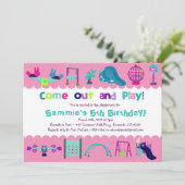 PINK - PLAYGROUND - uitnodiging van de partij van  (Staand voorkant)