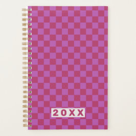 Pink Plum Checkerboard Planner