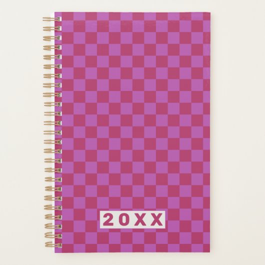Pink Plum Checkerboard Planner (Voorkant)