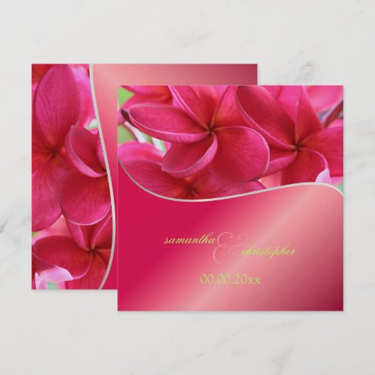 Pink Plumeria bruiloft Uitnodigingen (Voorkant / Achterkant)