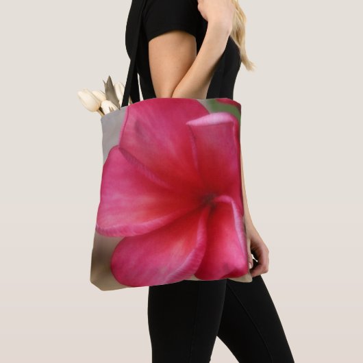 Pink Plumeria Canvas tas (Dichtbij)