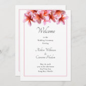 Pink Plumeria Casual Flat Wedding Program Sjabloon Kaart (Voorkant / Achterkant)
