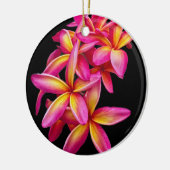 Pink Plumeria Floral Foto Keramisch Ornament (Links)