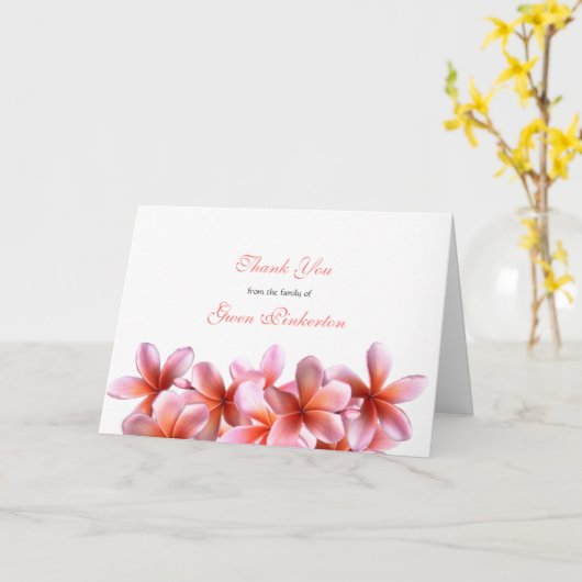 Pink Plumeria Floral Sympathie Dank u Sjabloon (Gele Bloem)