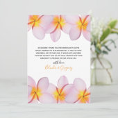 Pink Plumeria Frangipani Wedding Bedankkaart (Staand voorkant)