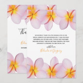 Pink Plumeria Frangipani Wedding Bedankkaart (Voorkant / Achterkant)