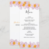 Pink Plumeria Frangipani Wedding Menu (Voorkant / Achterkant)