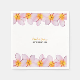 Pink Plumeria Frangipani Wedding Servet