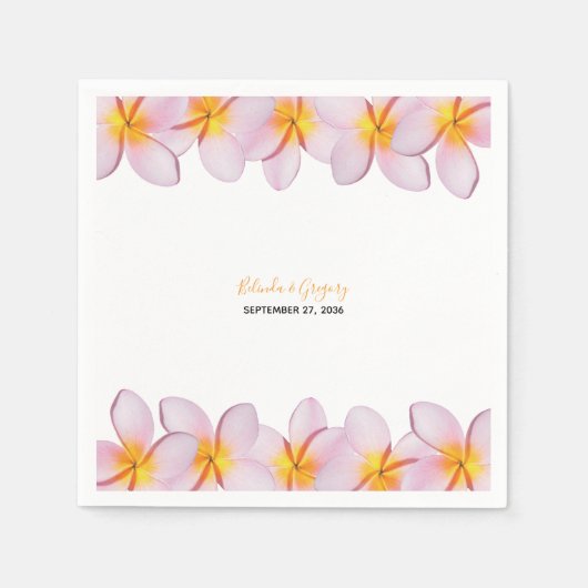 Pink Plumeria Frangipani Wedding Servet (Voorkant)