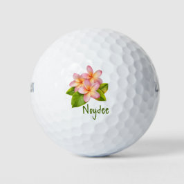 Pink Plumeria Frangipani, your Name, Floral Golfballen