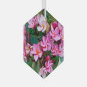 Pink Plumeria Glas Ornament (Voorkant Rechts)