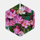Pink Plumeria Glas Ornament (Achterkant)