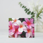 Pink Plumeria Hawaiian Briefkaart (Staand voorkant)