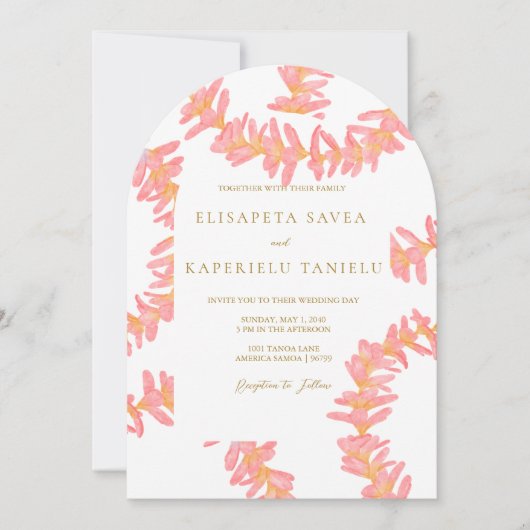 Pink Plumeria Invitation Kaart (Voorkant)