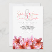 Pink Plumeria Tropical Beach Wedding Kaart (Voorkant)