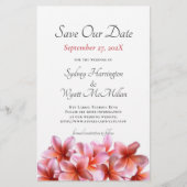 Pink Plumeria van de begroting sparen de Datum Wed Flyer (Voorkant)