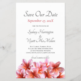 Pink Plumeria van de begroting sparen de Datum Wed Flyer